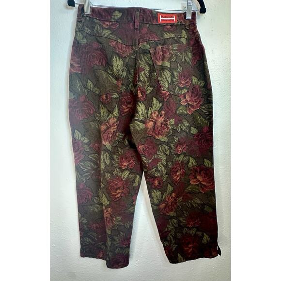 Vtg Halston Jeanswear Floral Print High Rise Cropped Denim Pant Size 8 - Picture 7 of 7